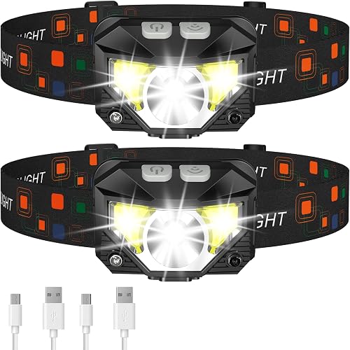Linterna frontal LED recargable LHKNL, pack de 2